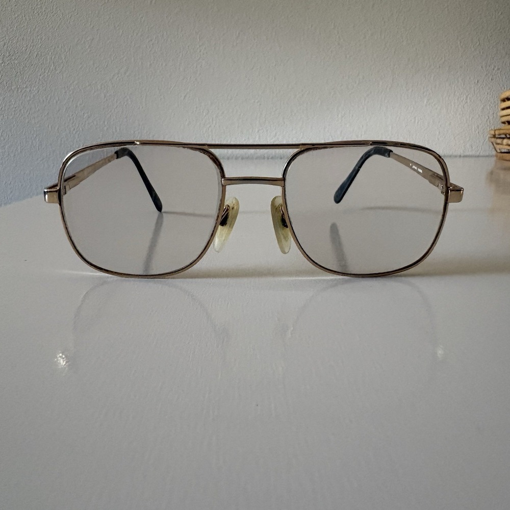 Charmant Eyeglass Frames Mens Gold Aviator 56-19- 140 Vintage Japan